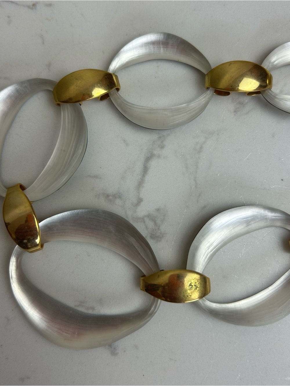 Alexis Bittar Two-Tone Silver and Gold Oval Link Necklace - Picture 6 of 9
